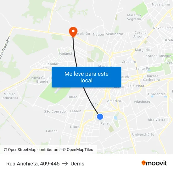 Rua Anchieta, 409-445 to Uems map