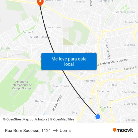Rua Bom Sucesso, 1121 to Uems map