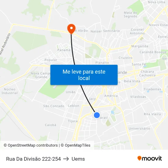 Rua Da Divisão 222-254 to Uems map