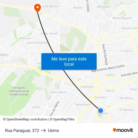 Rua Paraguai, 372 to Uems map