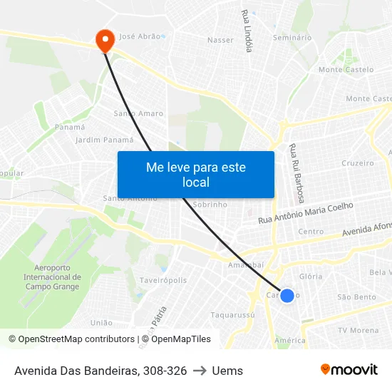 Avenida Das Bandeiras, 308-326 to Uems map
