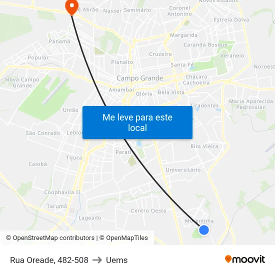 Rua Oreade, 482-508 to Uems map