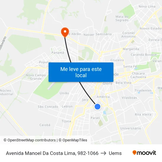 Avenida Manoel Da Costa Lima, 982-1066 to Uems map