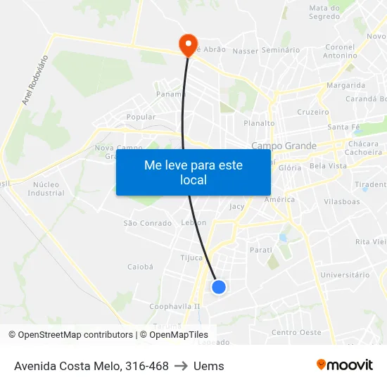 Avenida Costa Melo, 316-468 to Uems map
