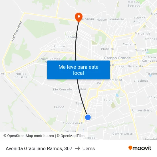 Avenida Graciliano Ramos, 307 to Uems map