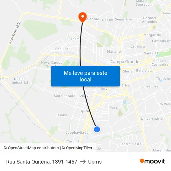 Rua Santa Quitéria, 1391-1457 to Uems map