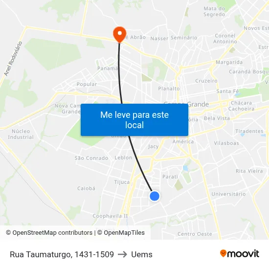 Rua Taumaturgo, 1431-1509 to Uems map