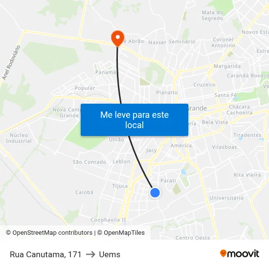 Rua Canutama, 171 to Uems map