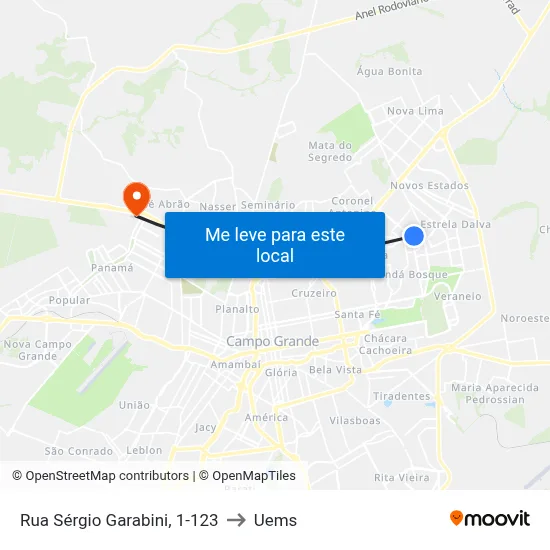 Rua Sérgio Garabini, 1-123 to Uems map
