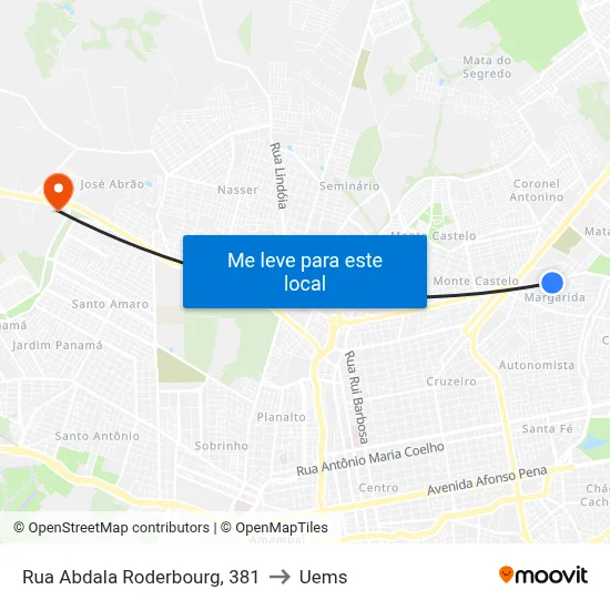Rua Abdala Roderbourg, 381 to Uems map
