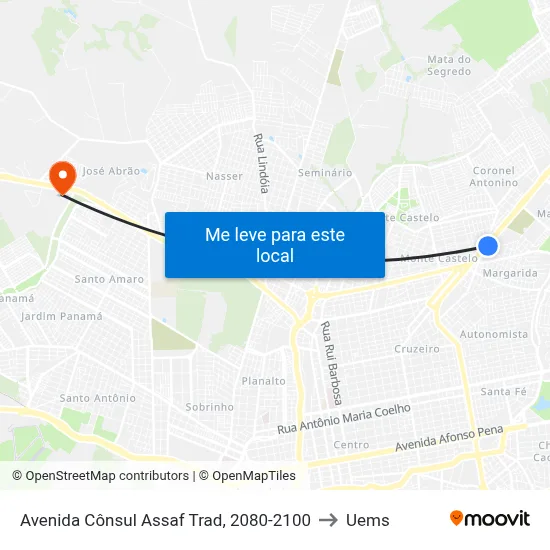 Avenida Cônsul Assaf Trad, 2080-2100 to Uems map