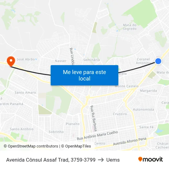 Avenida Cônsul Assaf Trad, 3759-3799 to Uems map