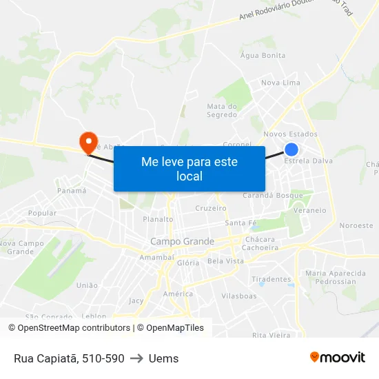 Rua Capiatã, 510-590 to Uems map