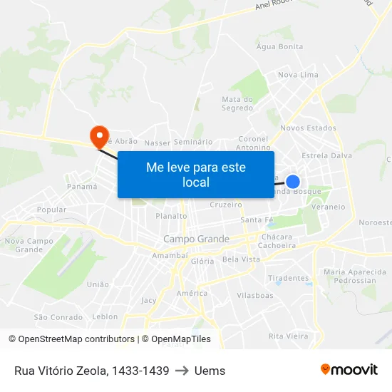 Rua Vitório Zeola, 1433-1439 to Uems map