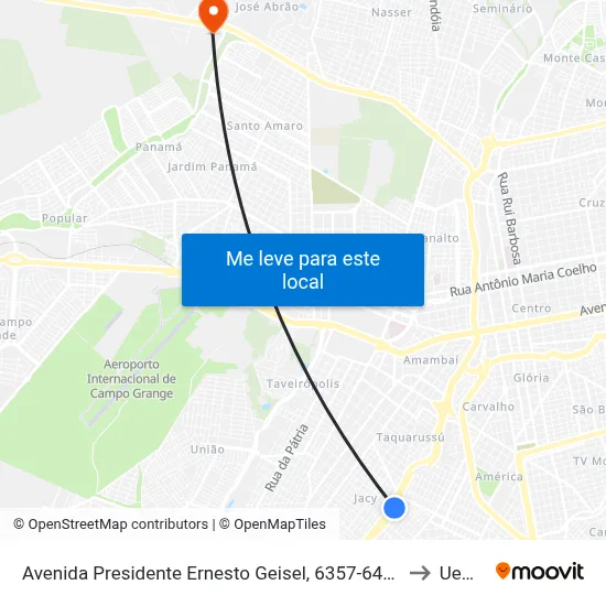 Avenida Presidente Ernesto Geisel, 6357-6499 to Uems map