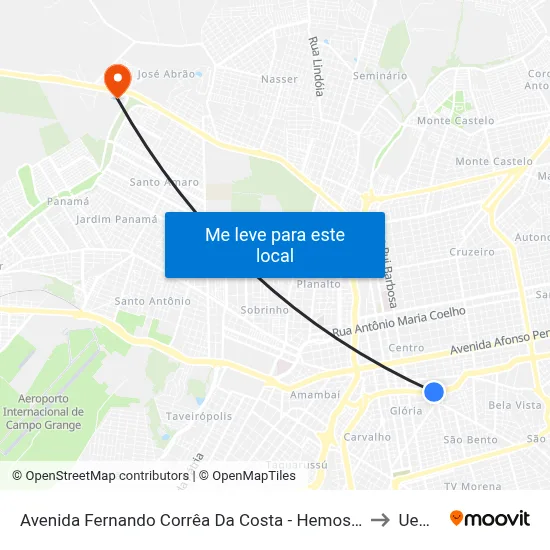Avenida Fernando Corrêa Da Costa - Hemosul to Uems map