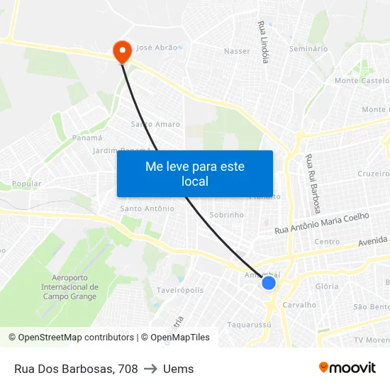 Rua Dos Barbosas, 708 to Uems map