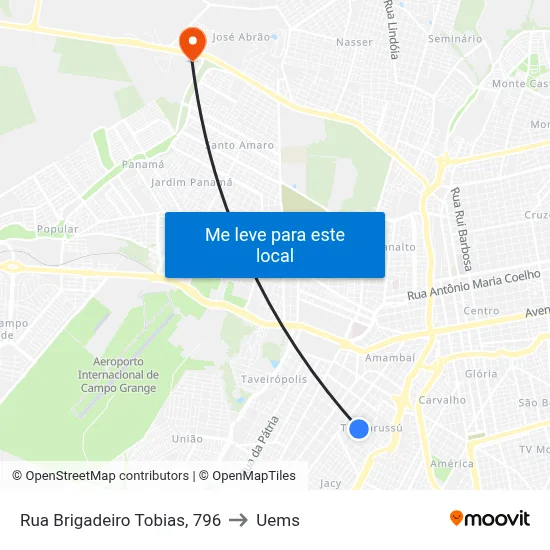 Rua Brigadeiro Tobias, 796 to Uems map