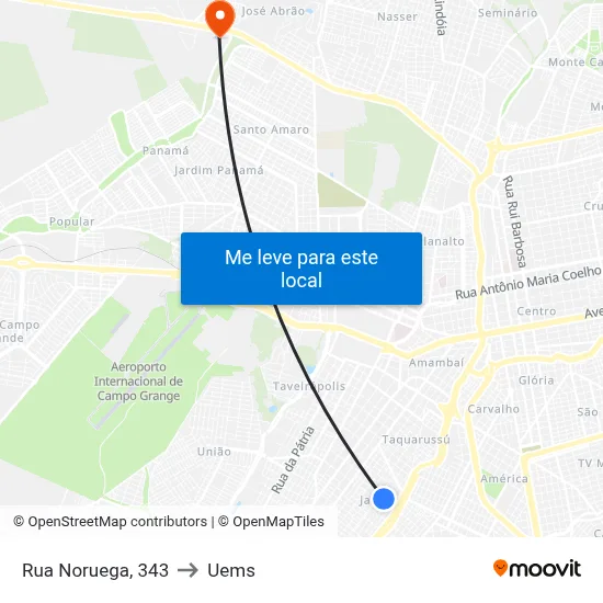 Rua Noruega, 343 to Uems map