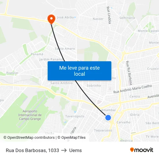 Rua Dos Barbosas, 1033 to Uems map