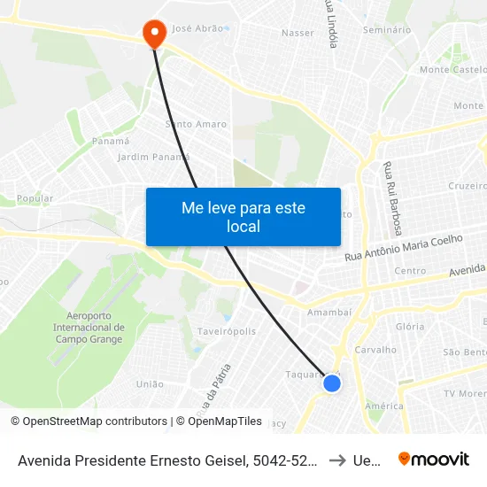 Avenida Presidente Ernesto Geisel, 5042-5276 to Uems map