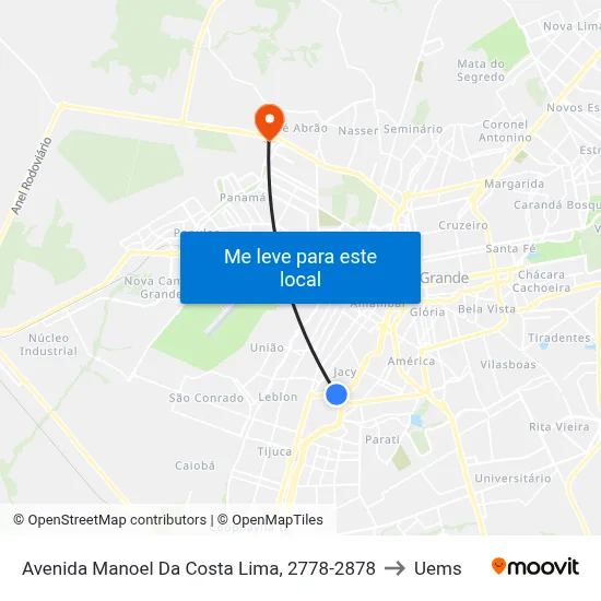 Avenida Manoel Da Costa Lima, 2778-2878 to Uems map