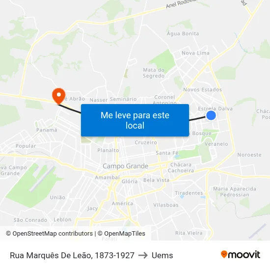 Rua Marquês De Leão, 1873-1927 to Uems map
