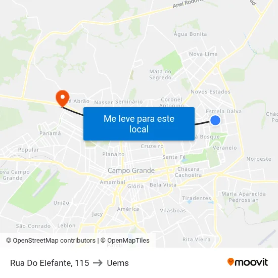 Rua Do Elefante, 115 to Uems map
