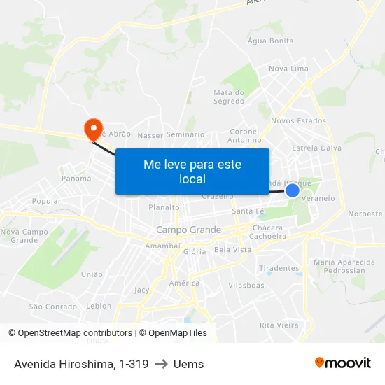 Avenida Hiroshima, 1-319 to Uems map