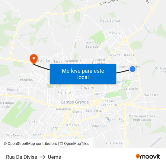 Rua Da Divisa to Uems map