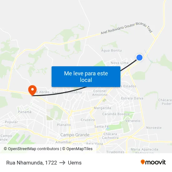 Rua Nhamunda, 1722 to Uems map
