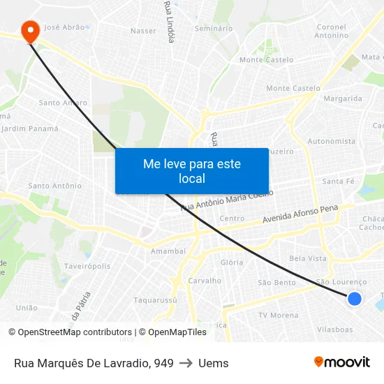 Rua Marquês De Lavradio, 949 to Uems map