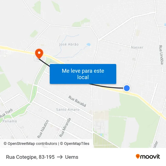 Rua Cotegipe, 83-195 to Uems map
