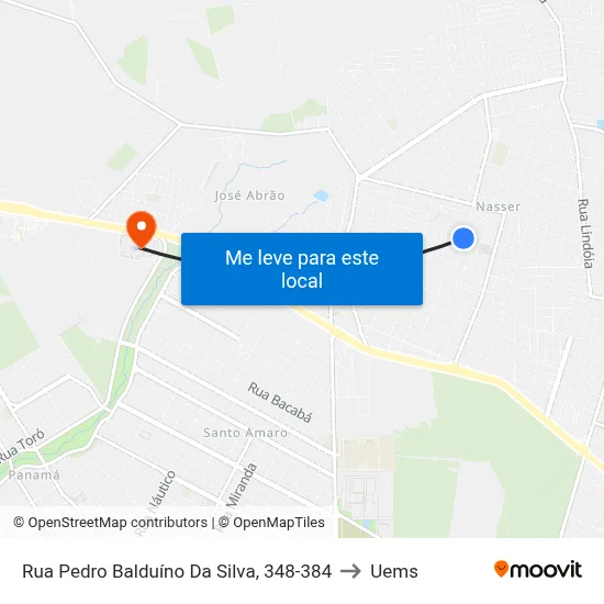 Rua Pedro Balduíno Da Silva, 348-384 to Uems map
