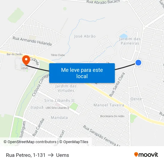 Rua Petreo, 1-131 to Uems map