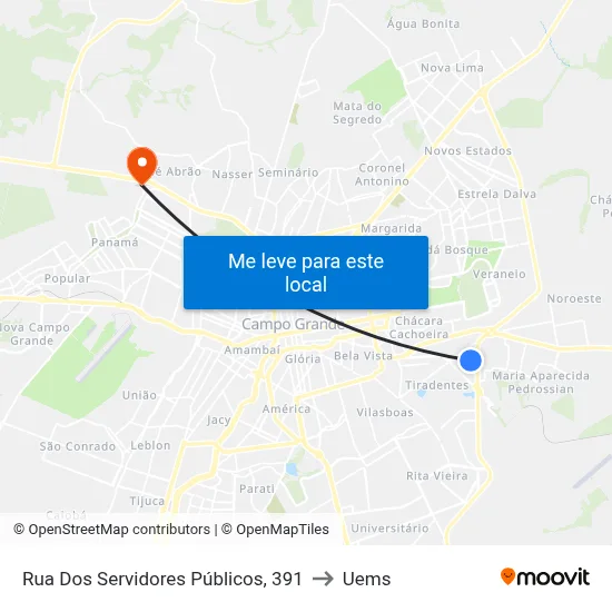 Rua Dos Servidores Públicos, 391 to Uems map