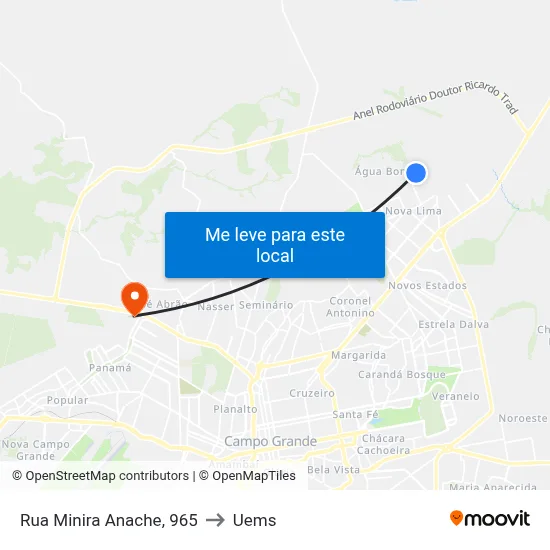 Rua Minira Anache, 965 to Uems map