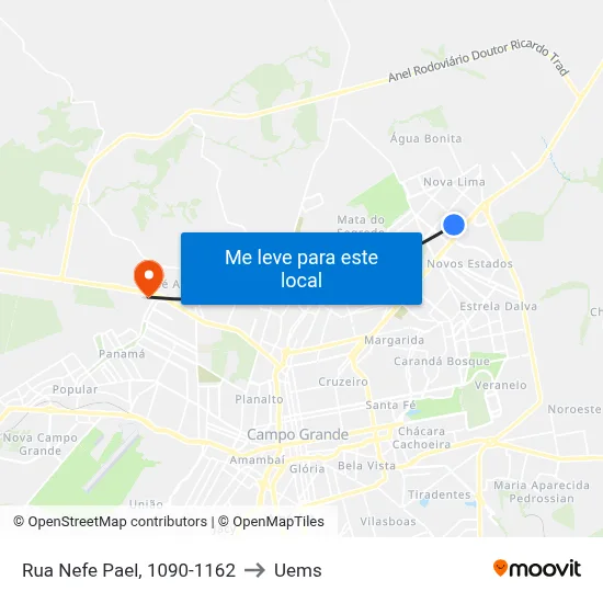 Rua Nefe Pael, 1090-1162 to Uems map
