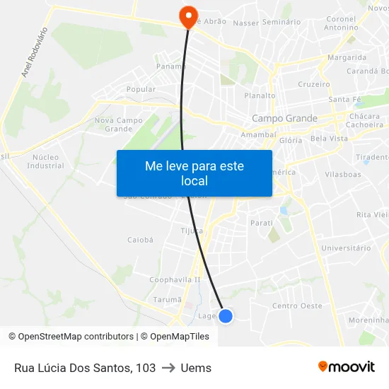 Rua Lúcia Dos Santos, 103 to Uems map