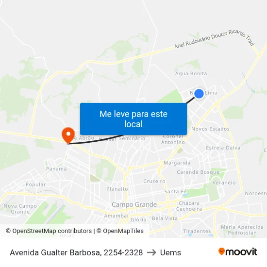 Avenida Gualter Barbosa, 2254-2328 to Uems map