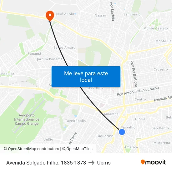 Avenida Salgado Filho, 1835-1873 to Uems map