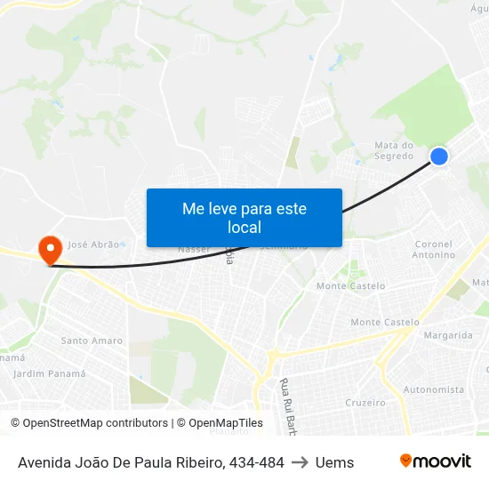 Avenida João De Paula Ribeiro, 434-484 to Uems map
