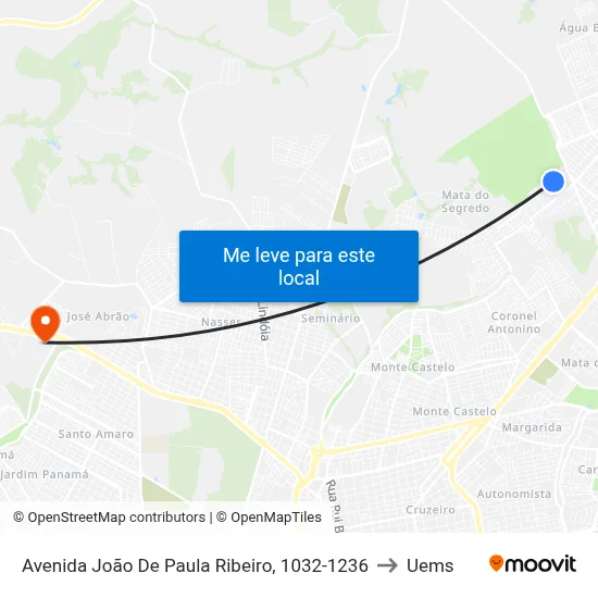 Avenida João De Paula Ribeiro, 1032-1236 to Uems map