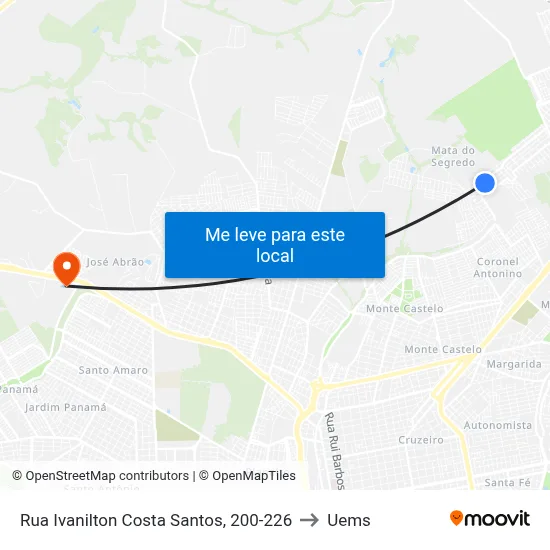 Rua Ivanilton Costa Santos, 200-226 to Uems map