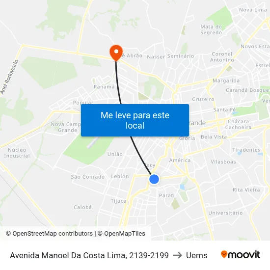 Avenida Manoel Da Costa Lima, 2139-2199 to Uems map