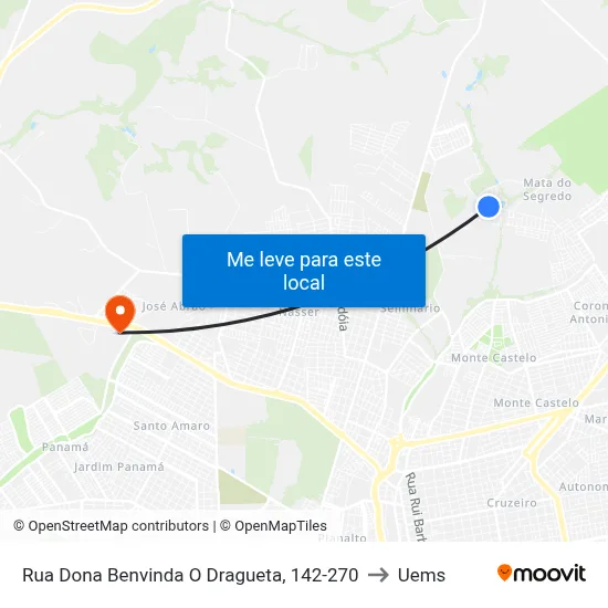 Rua Dona Benvinda O Dragueta, 142-270 to Uems map