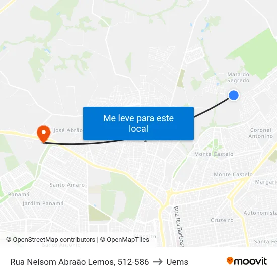 Rua Nelsom Abraão Lemos, 512-586 to Uems map