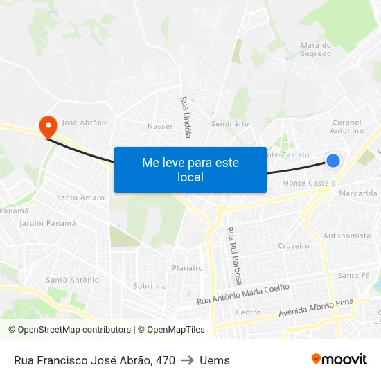 Rua Francisco José Abrão, 470 to Uems map
