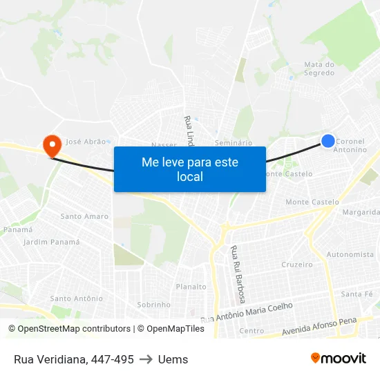 Rua Veridiana, 447-495 to Uems map