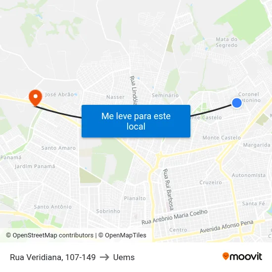 Rua Veridiana, 107-149 to Uems map